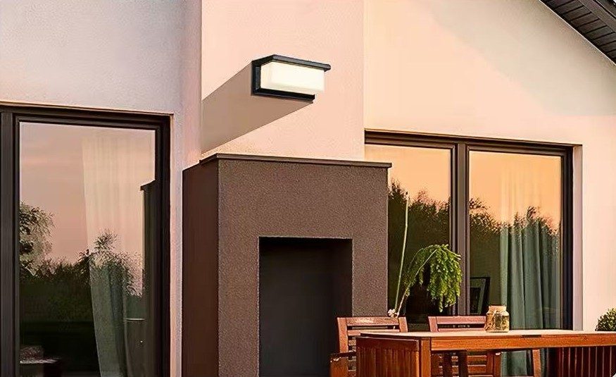 Wall light in a courtyard